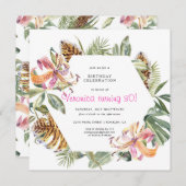 トロピカルタイガーフローラ誕生日パーティーへの招待 (正面/裏面)