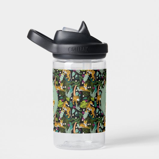 トロピカルタイガーブラックボタニカルジャングルサファリキッズ ウォーターボトル (右面)