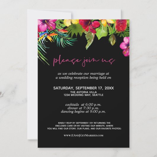 トロピカルタイドザノットたった今結婚しました披露宴 招待状 (裏面)