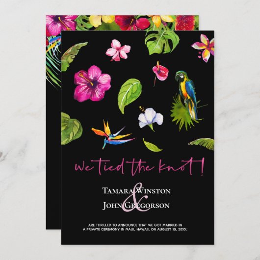 トロピカルタイドザノットたった今結婚しました披露宴 招待状 (正面/裏面)