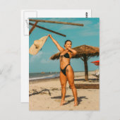 トロピカルタンラインビキニガールフォトポストカード ポストカード (正面/裏面)