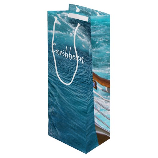 トロピカルターコイズカリブの海クルーズ写真 ワインギフトバッグ (裏面アングル)