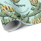 トロピカルターコイズゴーバナナス誕生日バナナ ラッピングペーパー (ロールコーナー)