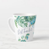 トロピカルターコイズブルーウォーターカラーウミタートルマグ カフェラテマグ (左アングル)