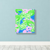 トロピカルタートルズパターンキャンバス印刷 キャンバスプリント (インサイチュ (ウッドフロア))