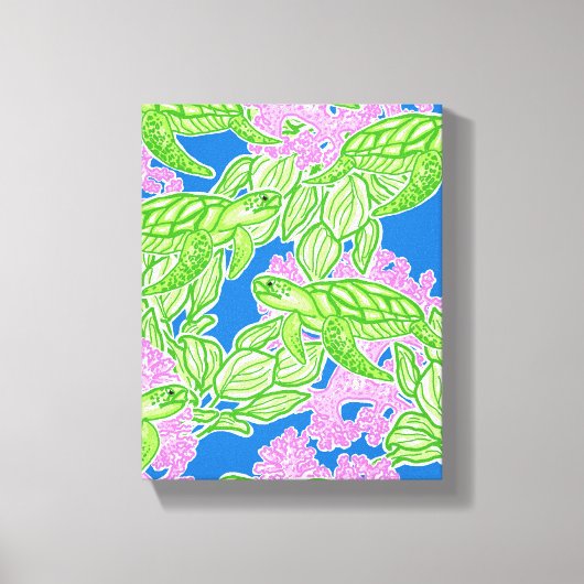 トロピカルタートルズパターンキャンバス印刷 キャンバスプリント (正面)
