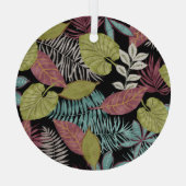 トロピカルダッ葉クデザイン：テキスタイルパターン ガラスオーナメント (裏面)