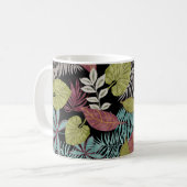 トロピカルダッ葉クデザイン：テキスタイルパターン コーヒーマグカップ (正面左)