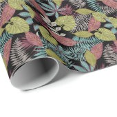 トロピカルダッ葉クデザイン：テキスタイルパターン ラッピングペーパー (ロールコーナー)