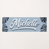 トロピカルダークグレーブルー葉ジャングル名 ヨガマット (裏面(横))