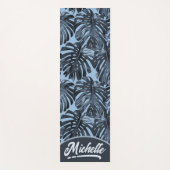 トロピカルダークグレーブルー葉ジャングル名 ヨガマット (正面)