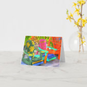 トロピカルチェアグリーティングカード カード (黄色い花)