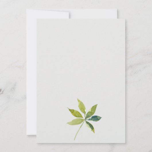 トロピカルチックホワイトオーキッドパームファファファウナ婚約 招待状 (裏面)