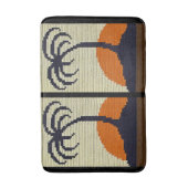 トロピカルツリーズオレンジサンセットアーティザンクロシェプリント バスマット (正面縦)