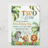 トロピカルツーワイルドジャングルサファリアニマルズ誕生日 招待状 (正面)