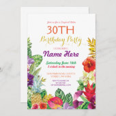 トロピカルティキアロハチョークバースデーパーティ招待状 招待状 (正面/裏面)