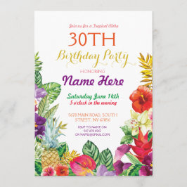 トロピカルティキアロハチョークバースデーパーティ招待状 招待状