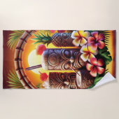 トロピカルティキサンセット ビーチタオル (正面)