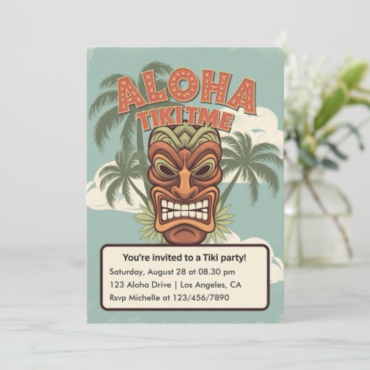 トロピカルティキタイムハワイアンルアウ(ハワイ式宴会)パーティー 招待状 (スタンド正面)