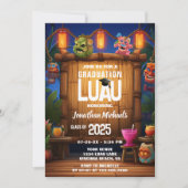 トロピカルティキハワイアンルアウ（ハワイ式宴会）写真卒業 招待状 (正面)