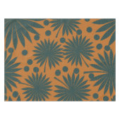 トロピカルティール（緑がかった色）オレンジレインフォレストパームリーフアート テーブルクロス (正面(横))
