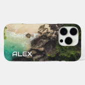 トロピカルティール(緑がかった色)コーブウィズロック&アイディリックビーチ Case-Mate iPhoneケース (裏面 (横))