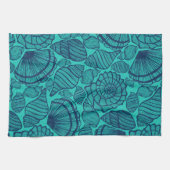 トロピカルティール(緑がかった色)ビーチシーシェル キッチンタオル (横)