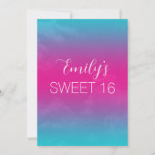 トロピカルティール(緑がかった色)ピンクスウィート16誕生日 招待状 (裏面)