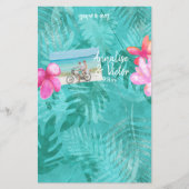 トロピカルティール(緑がかった色)、ピンク結婚のキャンディバーラッパー チラシ (正面)