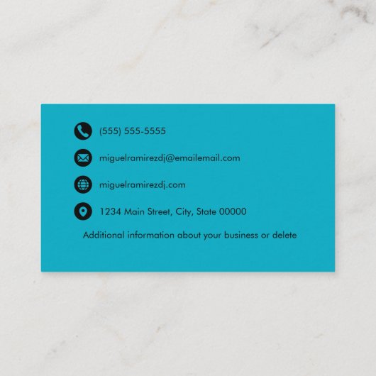 トロピカルティール（緑がかった色）ブルーサンセットウィズパーム 名刺 (裏面)