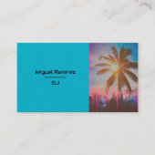 トロピカルティール（緑がかった色）ブルーサンセットウィズパーム 名刺 (正面)