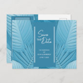 トロピカルティール（緑がかった色）結婚の発表葉書 案内ポストカード (正面/裏面)