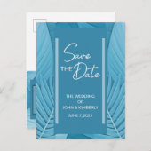 トロピカルティール（緑がかった色）結婚の発表葉書 案内ポストカード (正面/裏面)