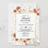 トロピカルテラコッタドライヤシリーフ&フラワーフレーム 招待状 (正面)