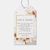 トロピカルテラコッタ乾燥パームリーフ金ゴールドフレーム ギフトタグ (正面)