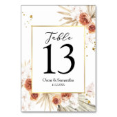 トロピカルテラコッタ乾燥パームリーフ金ゴールドフレーム テーブルナンバー (裏面)