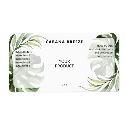 トロピカルテーマのドロッパーボトルラベル ラベル (正面)