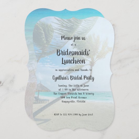 トロピカルテーマのブリデスメイドランチョン招待状 招待状 (正面/裏面)