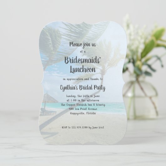 トロピカルテーマのブリデスメイドランチョン招待状 招待状 (スタンド正面)