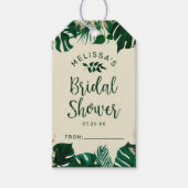 トロピカルテーマの葉シックディスプレイブライダルシャワー ギフトタグ (正面)