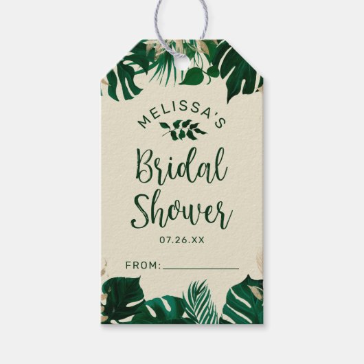 トロピカルテーマの葉シックディスプレイブライダルシャワー ギフトタグ