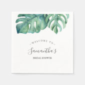 トロピカルテーマブライダルシャワーパーム葉ズ スタンダードカクテルナプキン (正面)