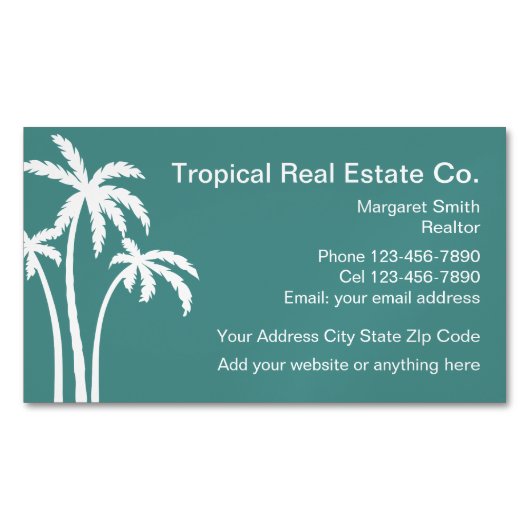 トロピカルテーマ実在エテート マグネット名刺 (正面)