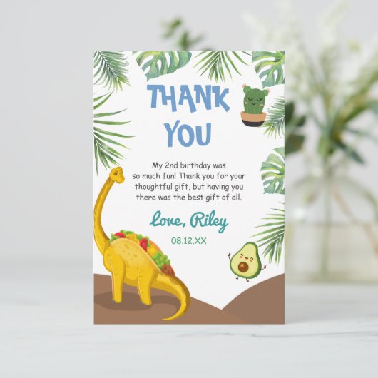 トロピカルディオラストタコサウルスパーティー誕生日 サンキューカード (スタンド正面)