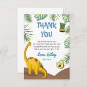 トロピカルディオラストタコサウルスパーティー誕生日 サンキューカード (正面/裏面)