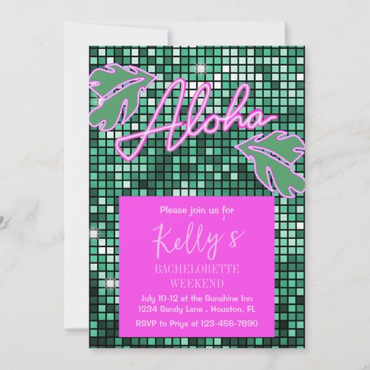 トロピカルディスコバチェロレッテウィークエンドネオン 招待状 (正面)