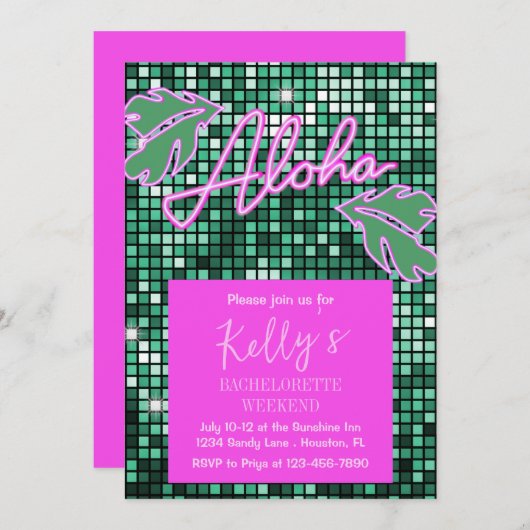 トロピカルディスコバチェロレッテウィークエンドネオン 招待状 (正面/裏面)