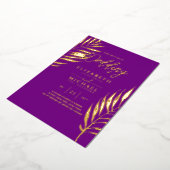 トロピカルディスコ結婚式招待状金ゴールドマゼンタ 箔招待状 (回転した状態)