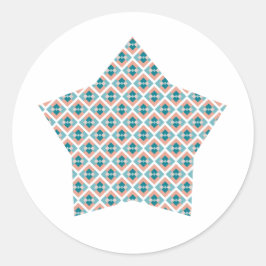 トロピカルデザートオレンジとティール（緑がかった色）ハーレクイン星 ラウンドシール