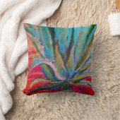 トロピカルデザート明るい赤紫色&ブルーアガベアートピローズ クッション (ブランケット)